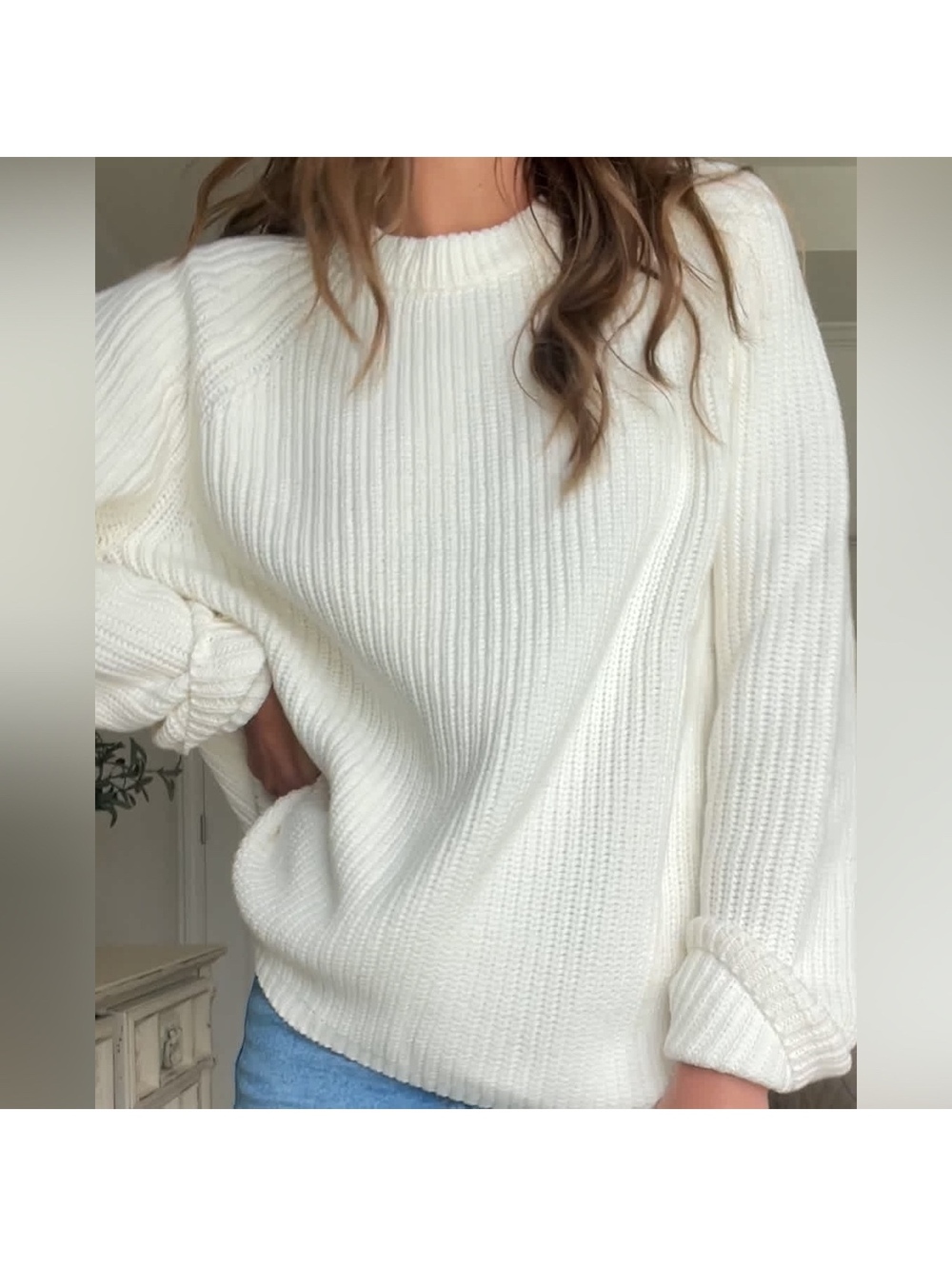 Quince 100% Organic Cotton Fisherman Crew Sweater Ivory